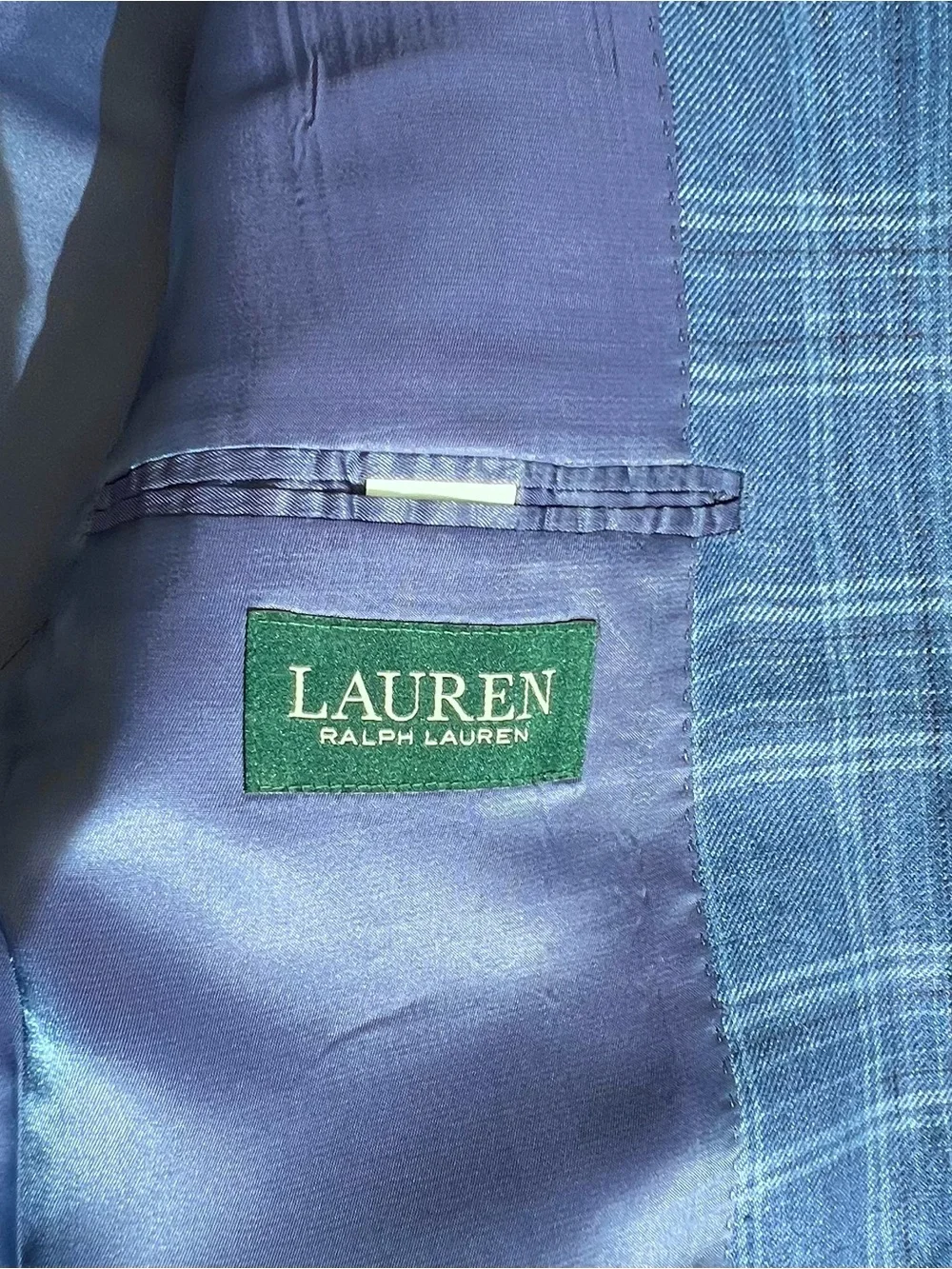 Linen, Ralph Lauren Blue Windowpane Plaid Blazer